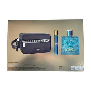 Versace Eros Homme Gift Set EDT 100ML + EDT 10ML + Black Trousse